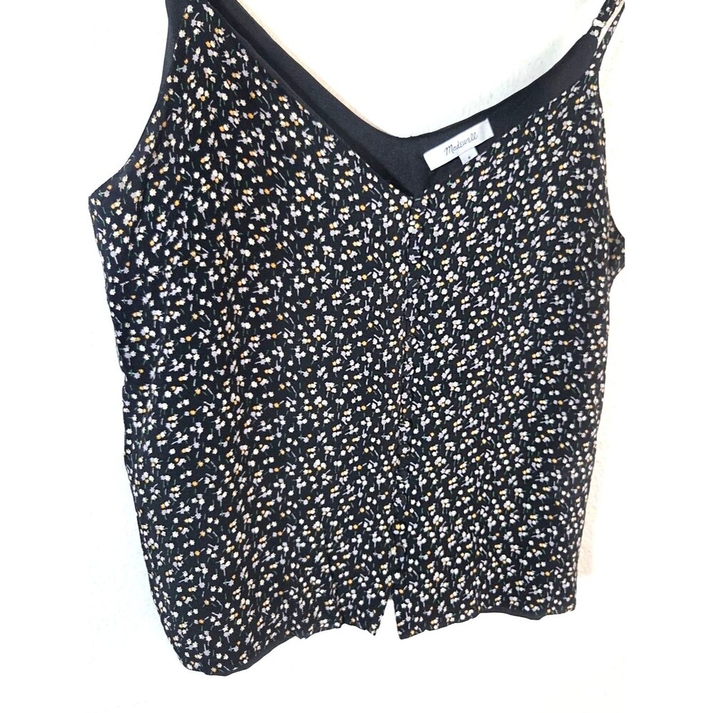 Madewell Women's Size 6 Black Floral Cami Tank Top Lined Viscose Boho - Picture 7 of 11